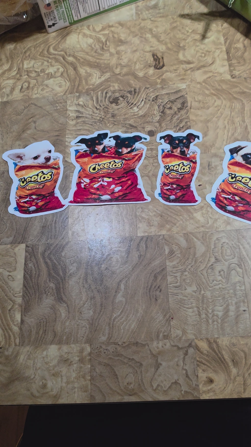 Put your dog in a cheeto bag custom stickers