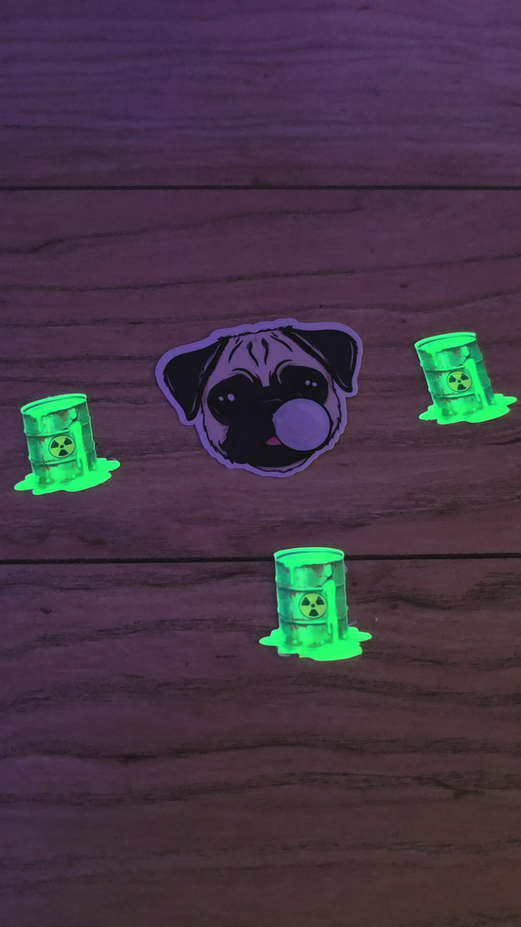 Glow in the Dark Holographic hazardous waste barrel stickers