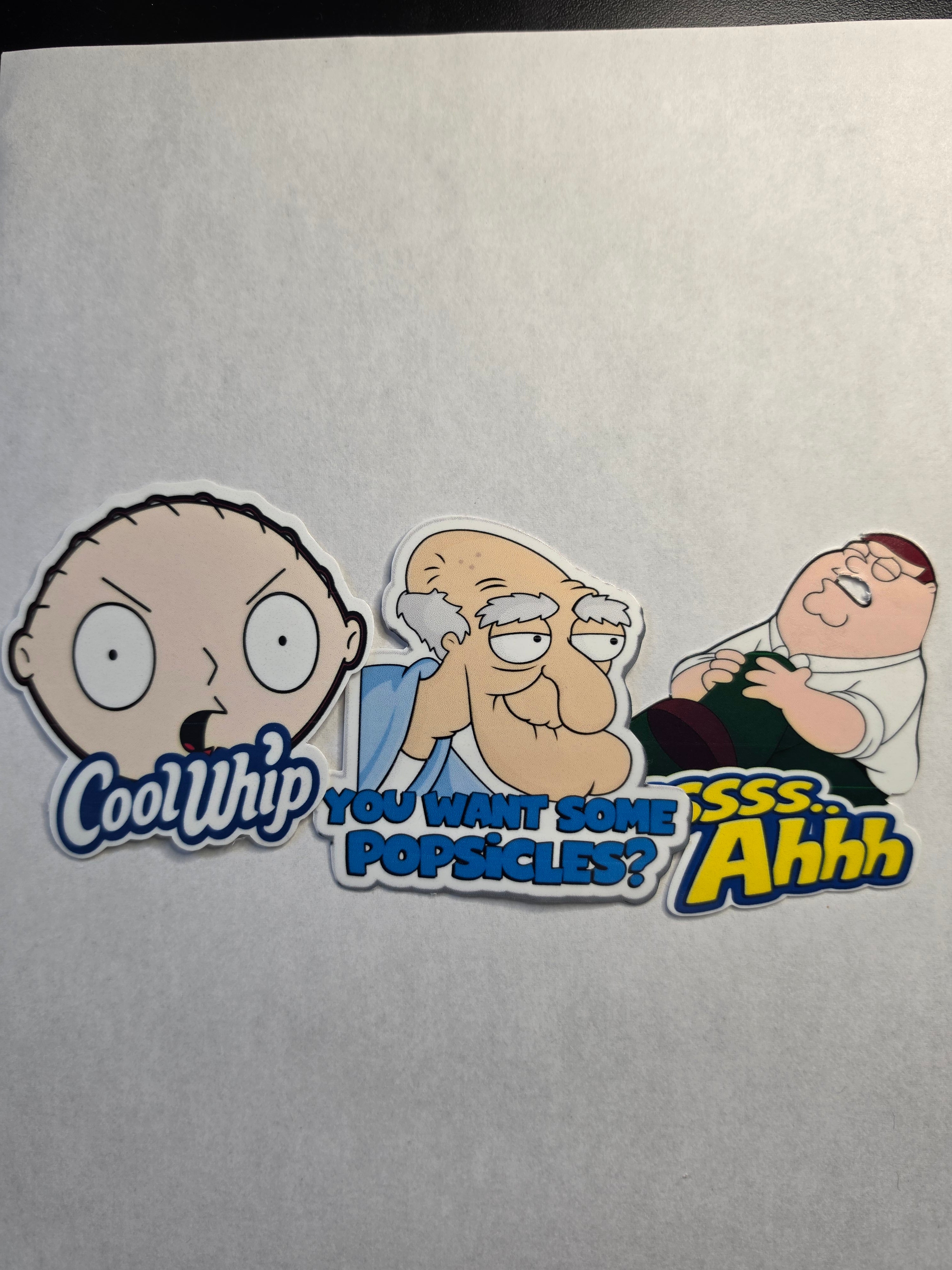 Familyguy inspired stickers pack of 3