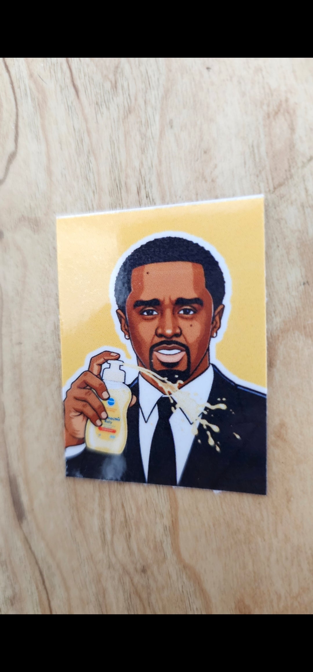 Diddy inspired baby oil sticker