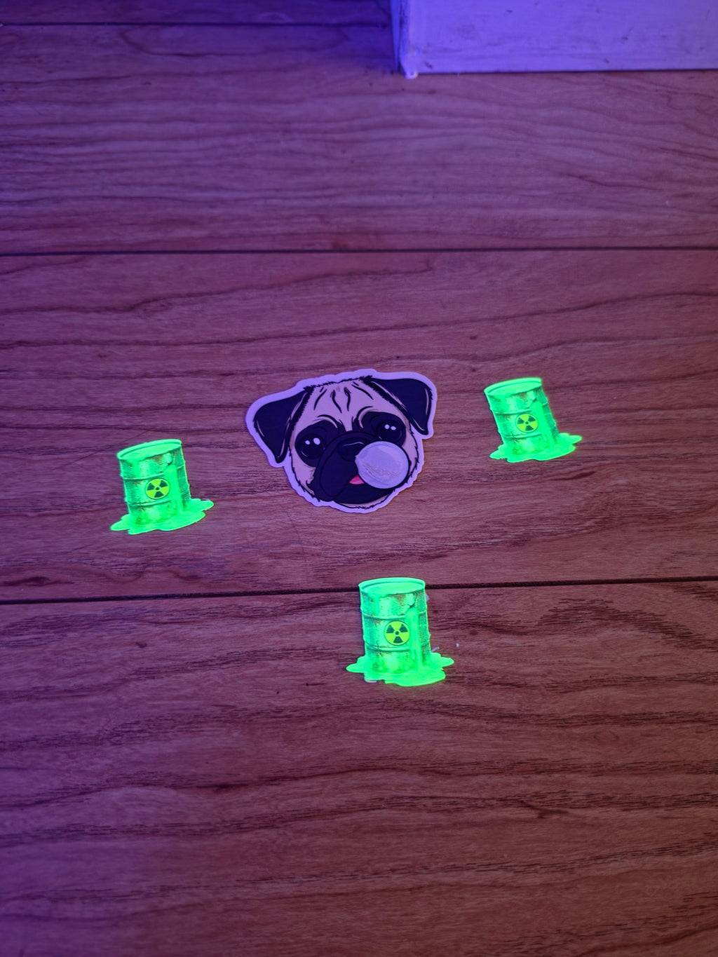 Glow in the Dark Holographic hazardous waste barrel stickers