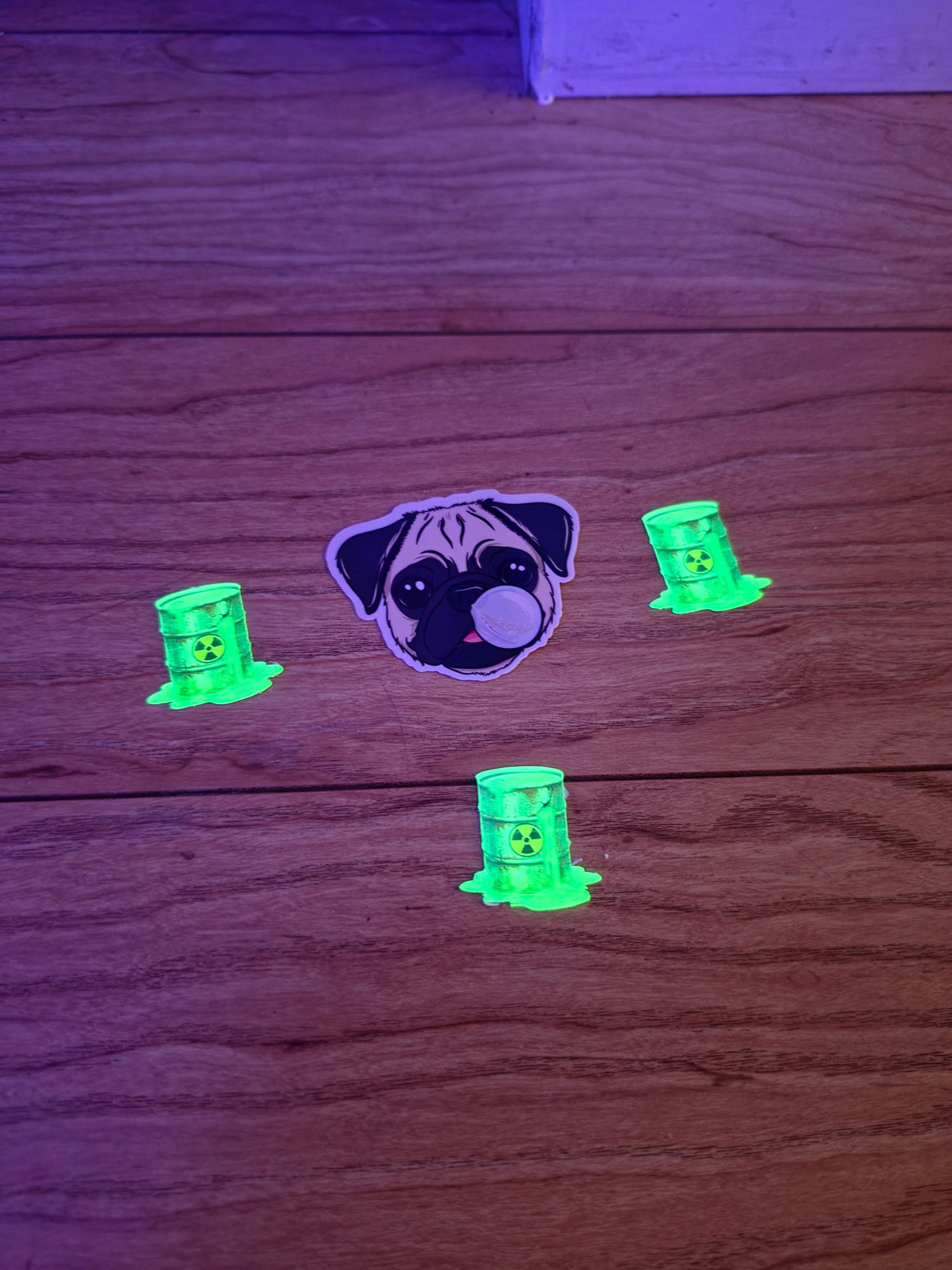 Glow in the Dark Holographic hazardous waste barrel stickers
