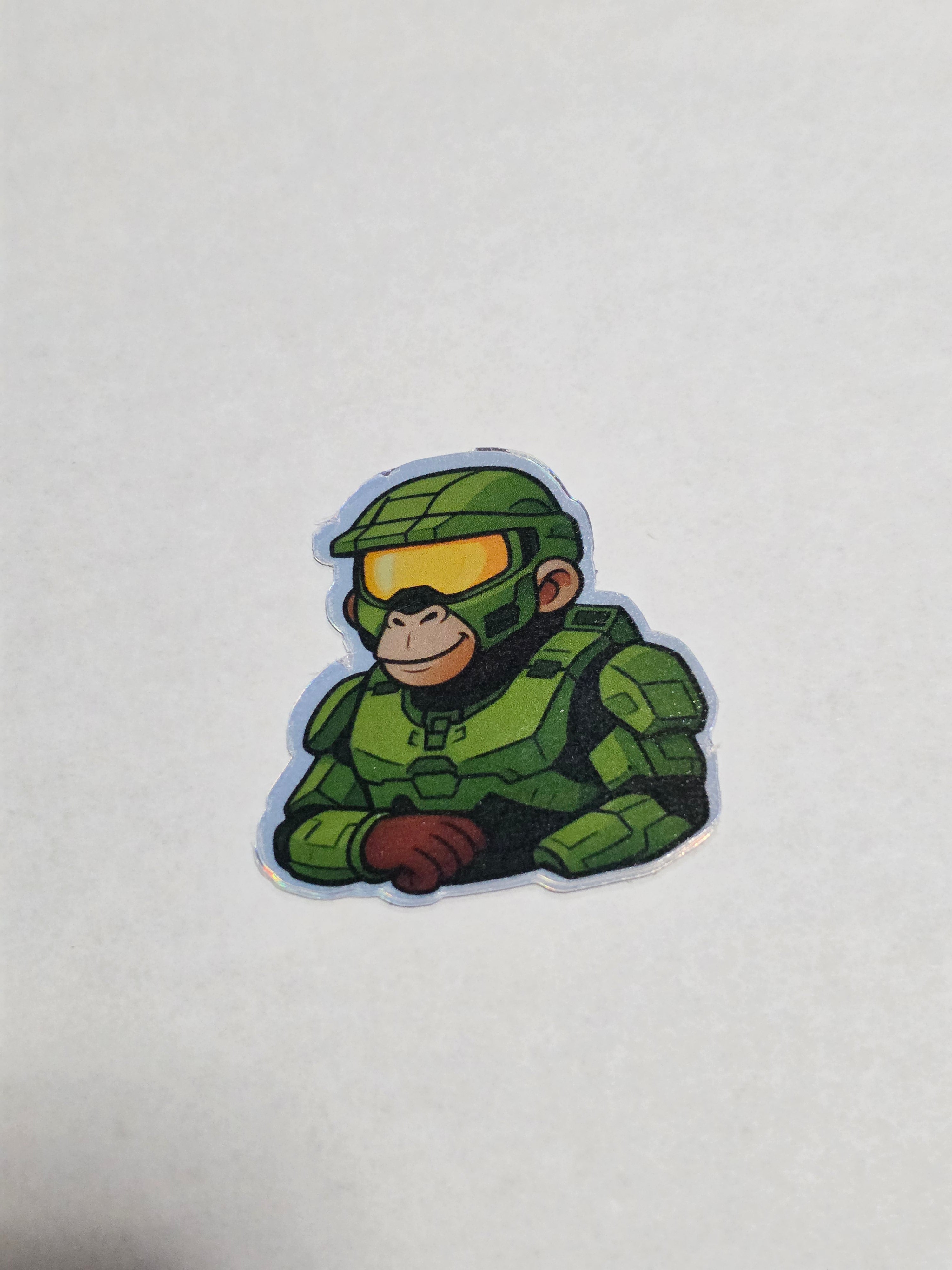 Halo inspired Monkey chief sticker Holographic
