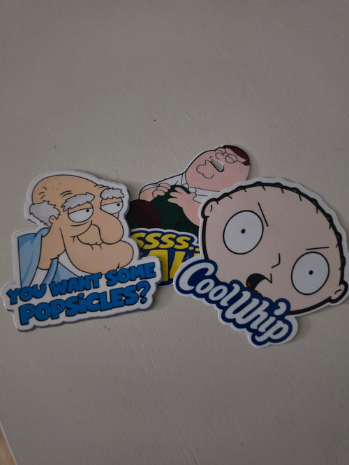 Familyguy inspired stickers pack of 3