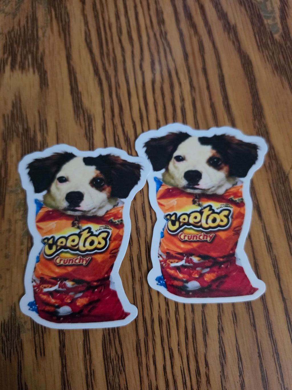 Put your dog in a cheeto bag custom stickers