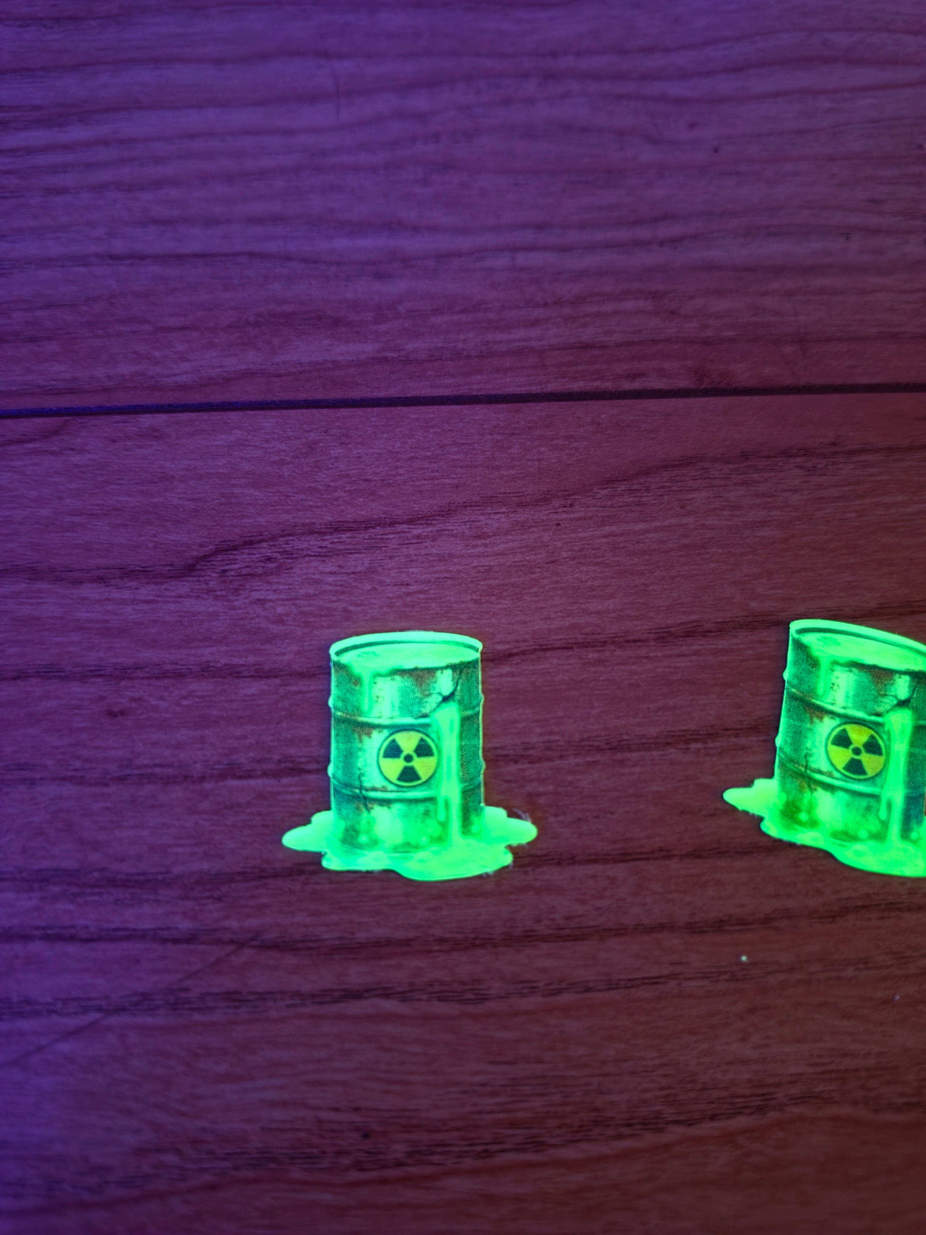 Glow in the Dark Holographic hazardous waste barrel stickers