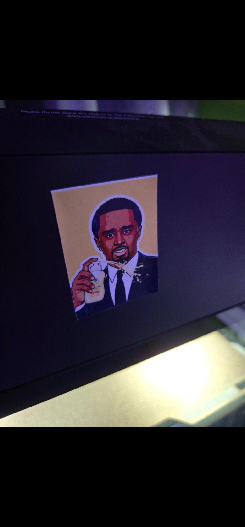 Diddy inspired baby oil sticker