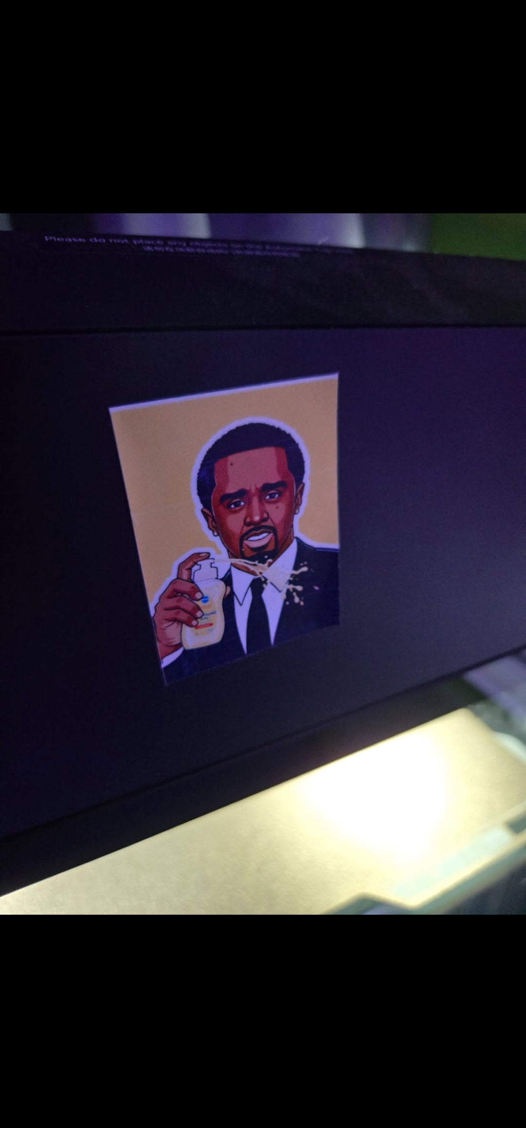 Diddy inspired baby oil sticker