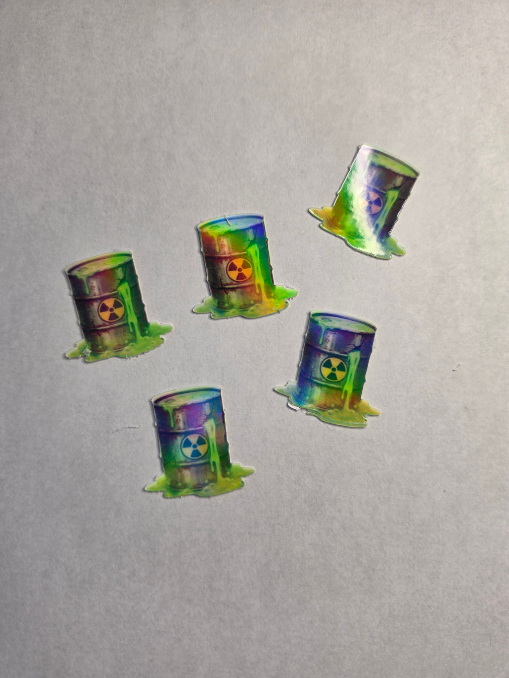 Glow in the Dark Holographic hazardous waste barrel stickers