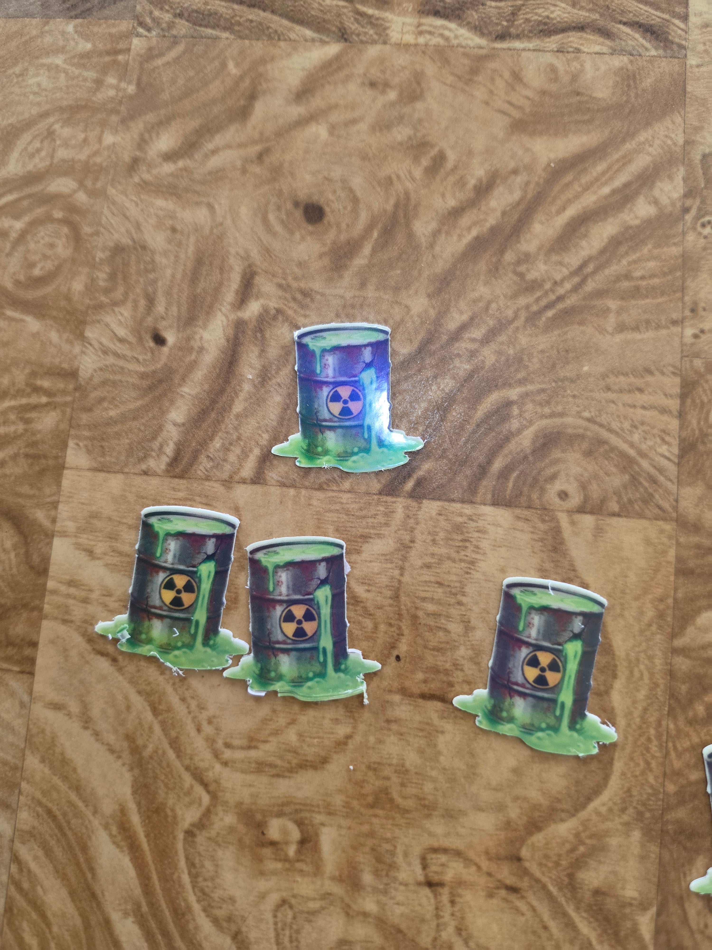 Glow in the Dark Holographic hazardous waste barrel stickers