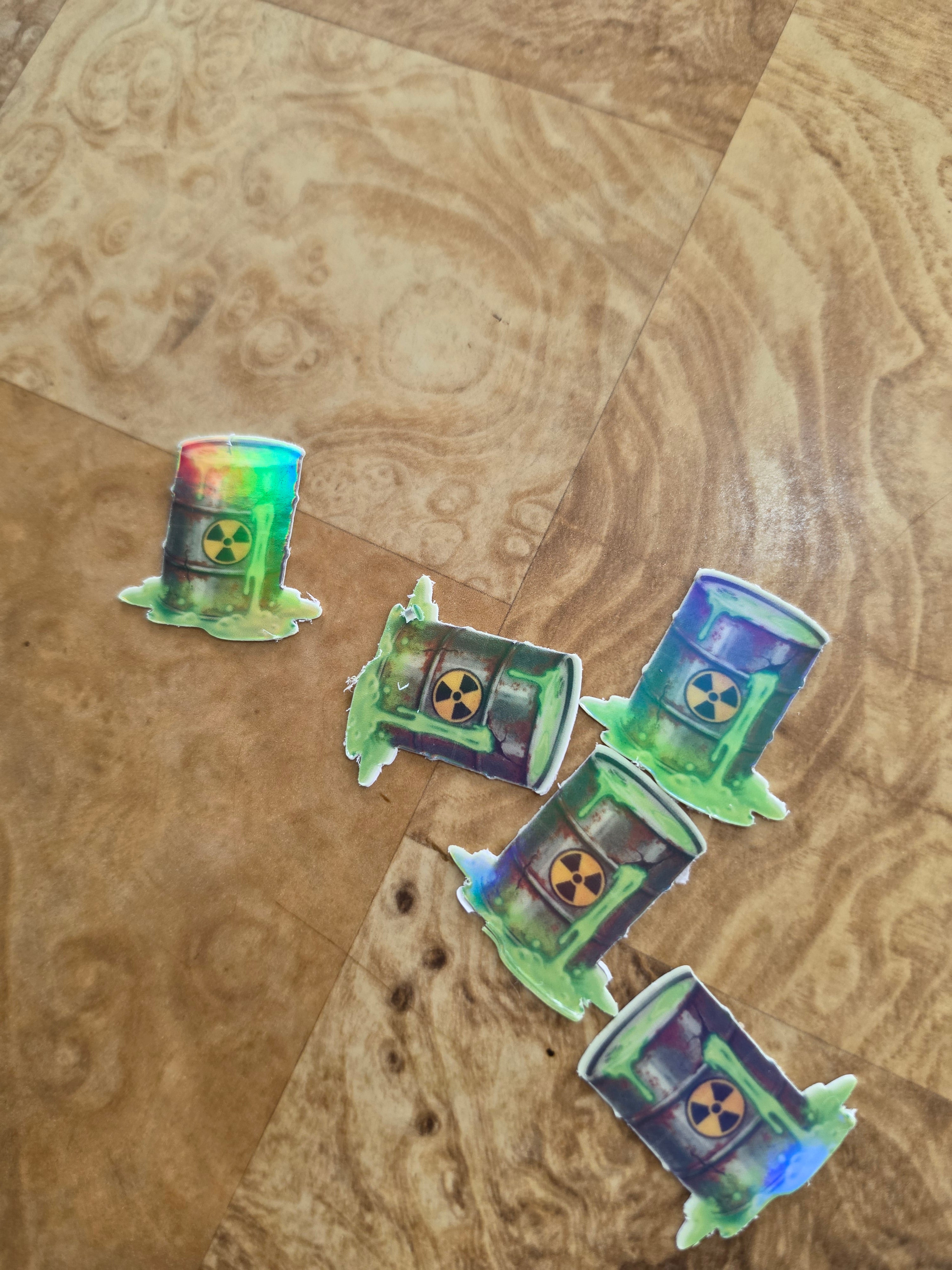 Glow in the Dark Holographic hazardous waste barrel stickers