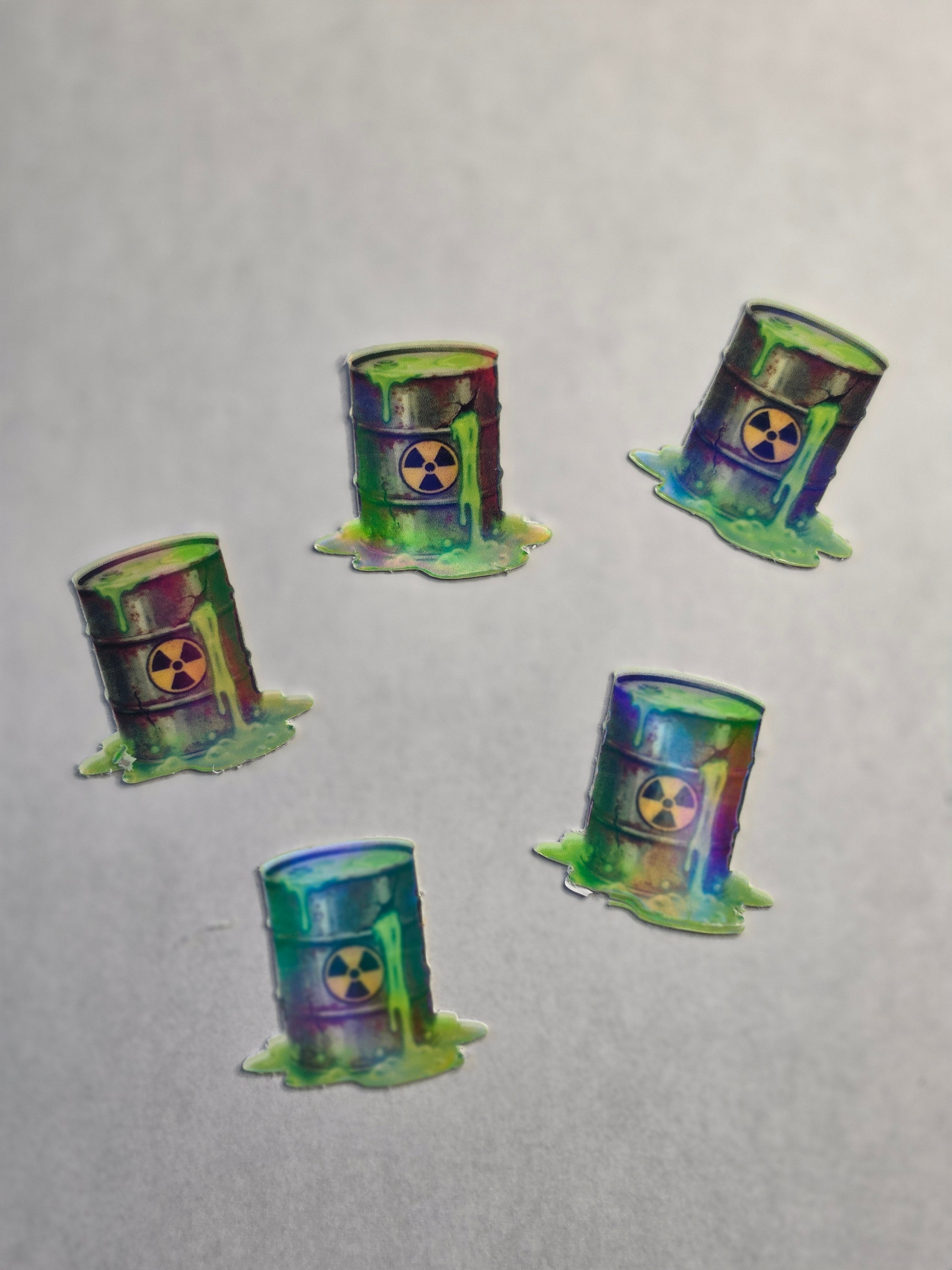 Glow in the Dark Holographic hazardous waste barrel stickers