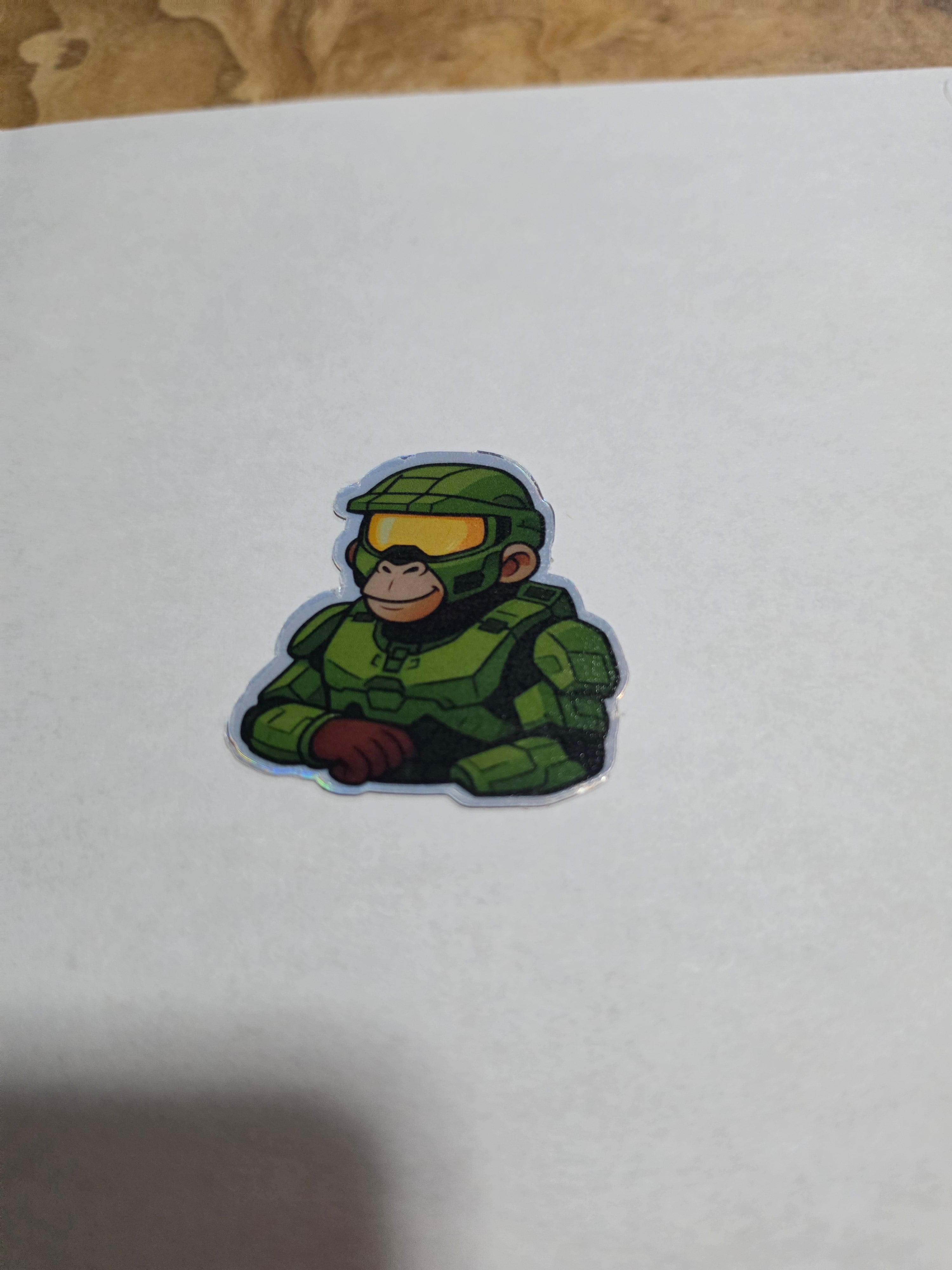 Halo inspired Monkey chief sticker Holographic