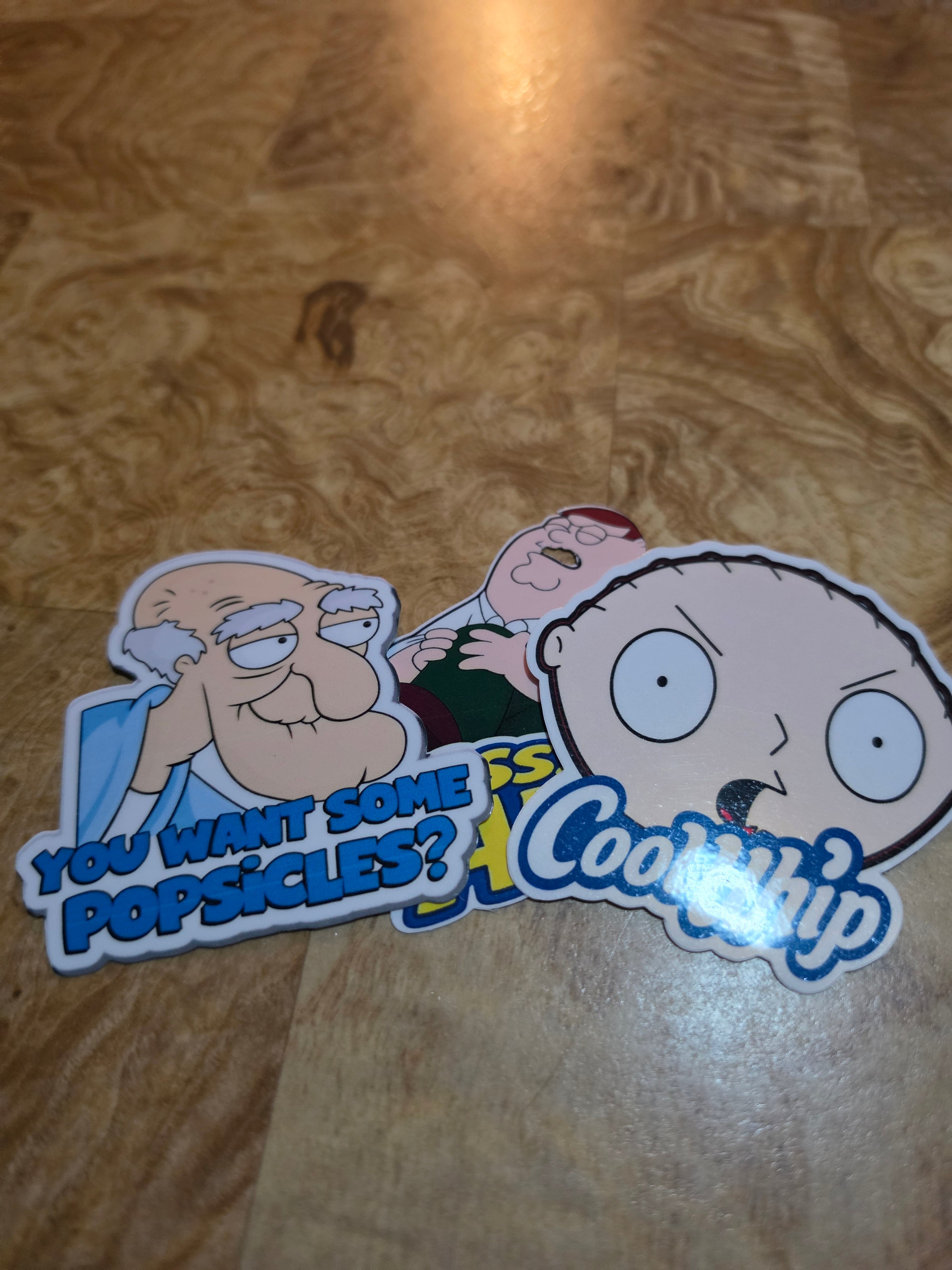 Familyguy inspired stickers pack of 3