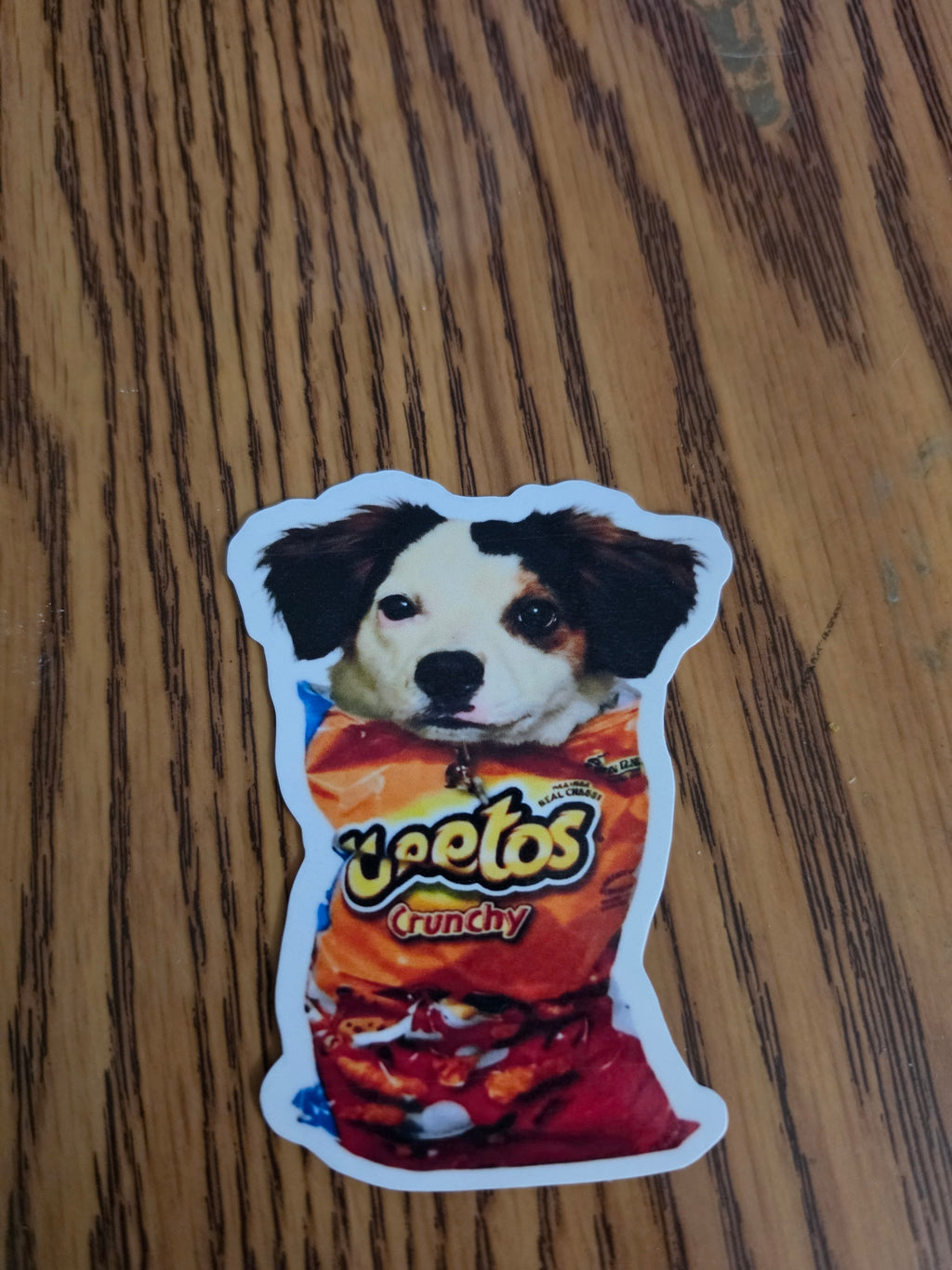 Put your dog in a cheeto bag custom stickers