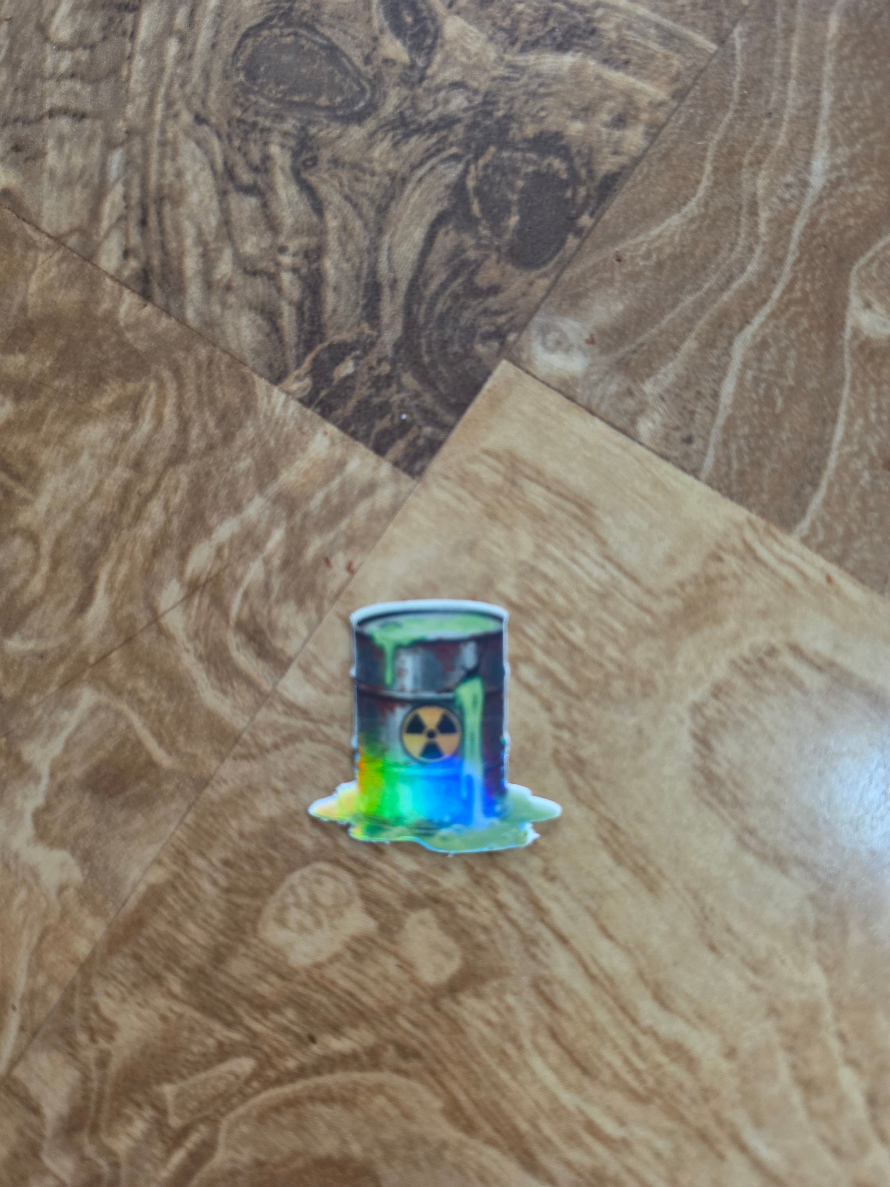 Glow in the Dark Holographic hazardous waste barrel stickers