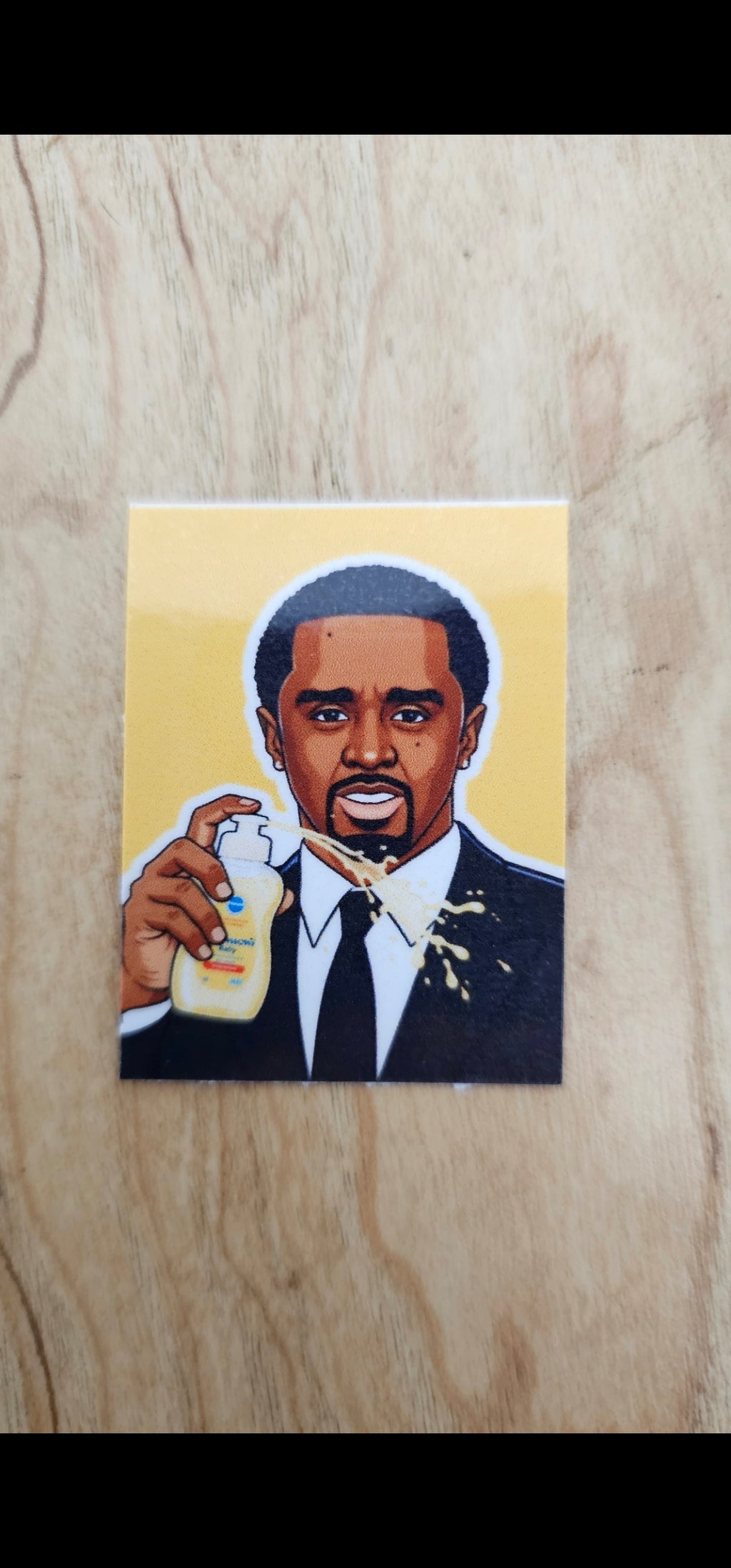 Diddy inspired baby oil sticker