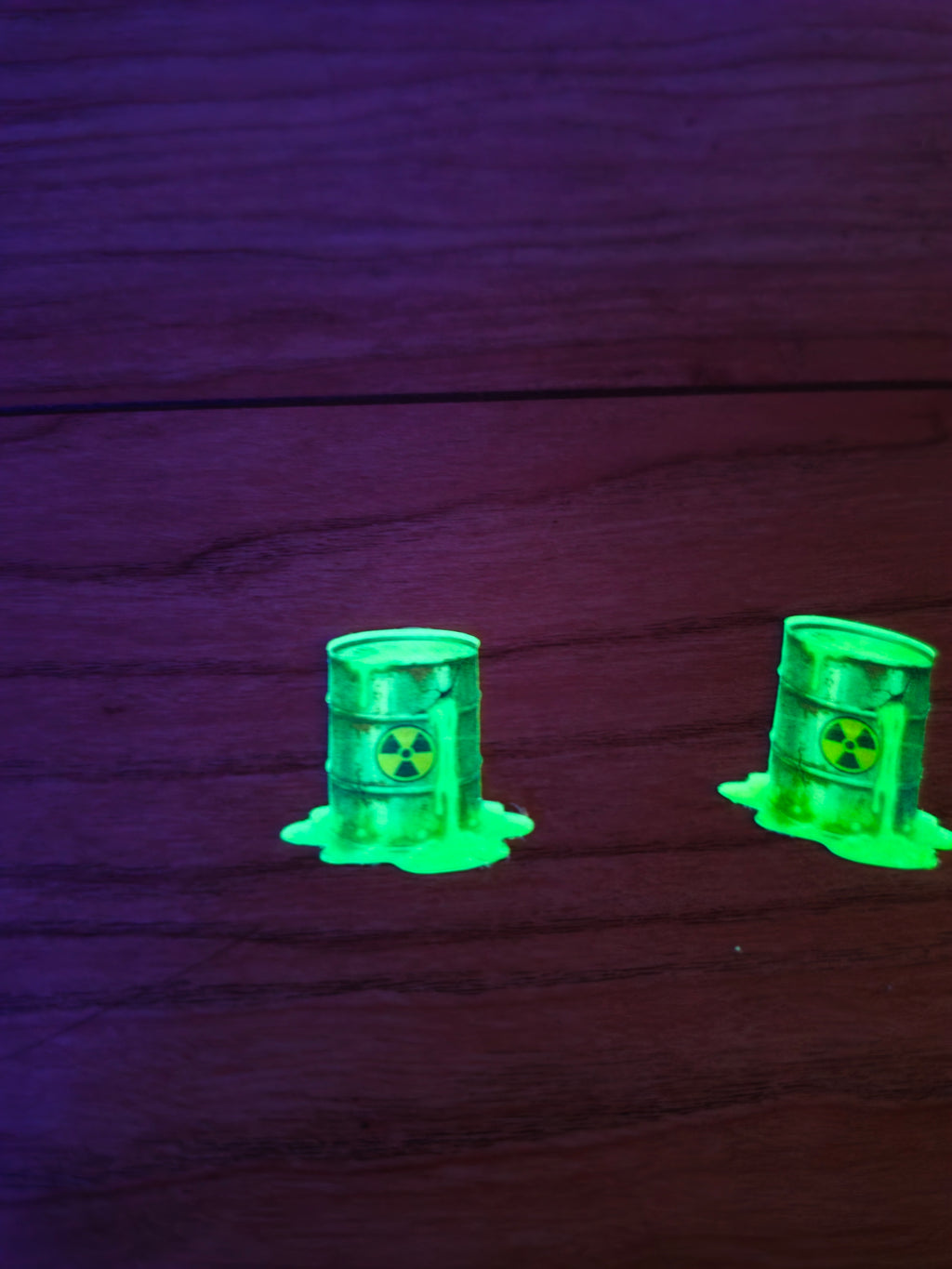 Glow in the Dark Holographic hazardous waste barrel stickers
